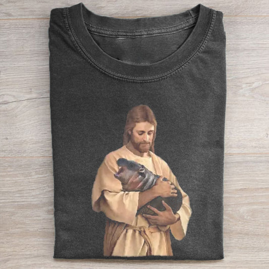 Jesus Moo Deng T-shirt