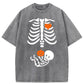 Skeleton Halloween Maternity Pregnancy Announcement Fall Mom Washed Cotton T-Shirt