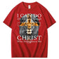 I Can Do All Things Through Christ Who Strengthens Me Pattern Print 100%Cotton T-Shirt