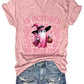Women's In October We Wear Pink Halloween Ghost Breast Cancer Awareness Warrior V-Neck Tee