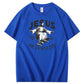 Jesus He is Rizzin' Funny Pattern Print Crew Neck T-Shirt