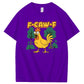 F-Caw-F Crazy Shock Chicken Pattern100% Cotton T-Shirt