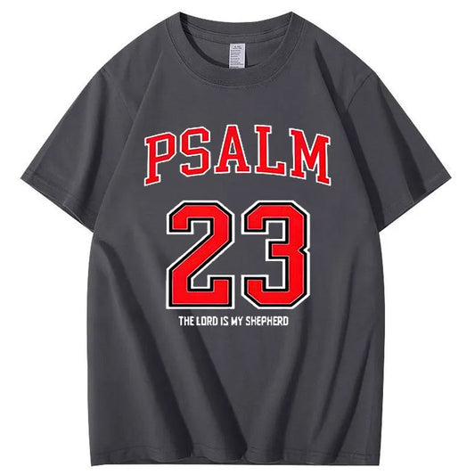 Psalm 23 The Load Is My Shepherod  Pattern Print 100%Cotton T-Shirt