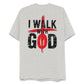 I Walk With God Pattern Printing Print Crew Neck T-Shirt