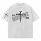 Iron Shappens Cross Easter Jesus Christ  faith And God Washed And Distressed Craft Pint Pattern Crew Neck T-Shirt