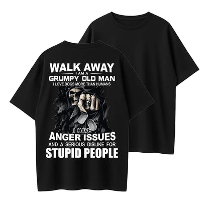 Grumpy Old Man Anger Issues Dogs Over People Organic Cotton Unisex T-Shirt
