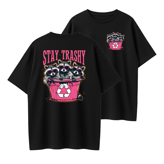 Stay Trashyraccoon printed T-shirt