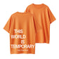 Plain "THIS WORLD IS TEMPORARY" Letter Print Short Sleeve Graphic Tee, Loose Casual Comfy Round Neck T-shirt for Summer