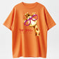 Cartoon Giraffe with Exaggerated Pink Frame Glasses Print, Crew Neck, Short Sleeves
