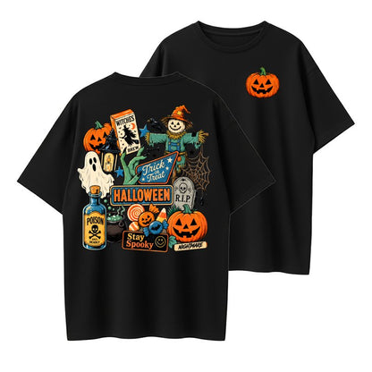 Fun Halloween Motifs (Ghosts, Pumpkins, Witches, Poison Bottles), Streetwear #Halloween Tee#Stay Pooky#Pumpkin Ghost