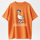 Dark Gray Vintage Washed Funny Cowboy Duck Pattern Print Shirt with Slogan "Dude, I'M a Little Over Excited" Western Style Casual Top