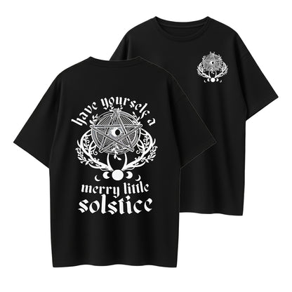 100% Cotton 'Have Yourself a Merry Little Solstice' Pentacle Graphic T-Shirt