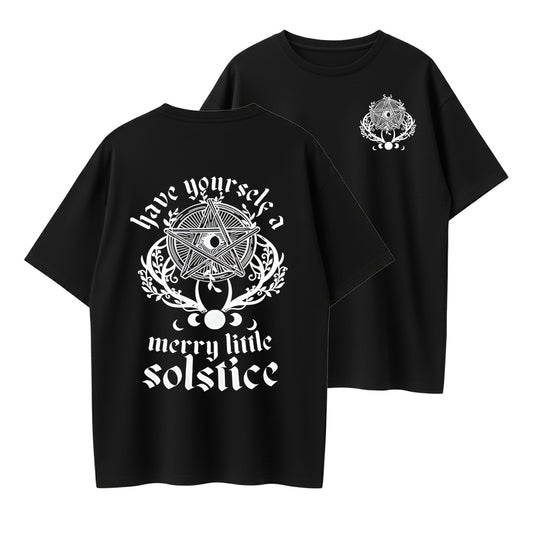 100% Cotton 'Have Yourself a Merry Little Solstice' Pentacle Graphic T-Shirt