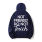 Not Friendly Do Not Touch Print, Men'S Casual Streetwear Hoodies, Comfy And Loose Hooded Pullover Top, Casual Streetwear, Fall Outfits