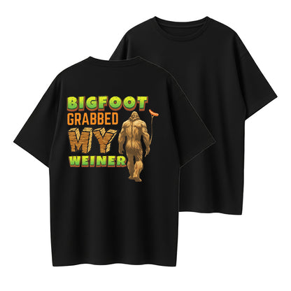 Urbntees Bigfoot Grabbed My Weiner Funny Sasquatch Organic Cotton Unisex T-Shirt