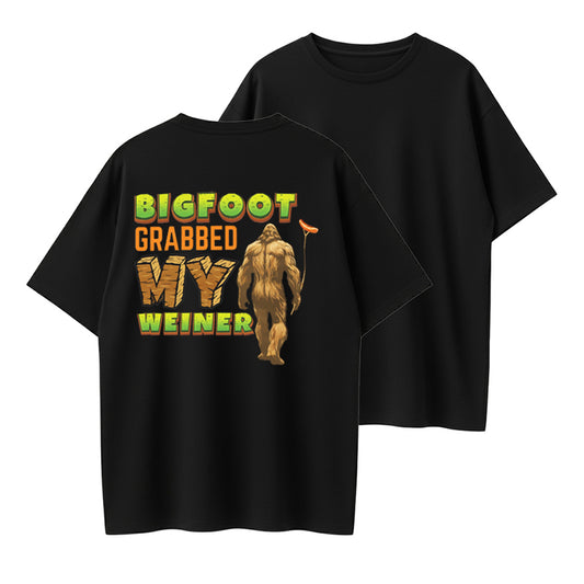 Urbntees Bigfoot Grabbed My Weiner Funny Sasquatch Organic Cotton Unisex T-Shirt