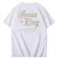 Jesus Is King Pattern  Print Cotton T-Shirt
