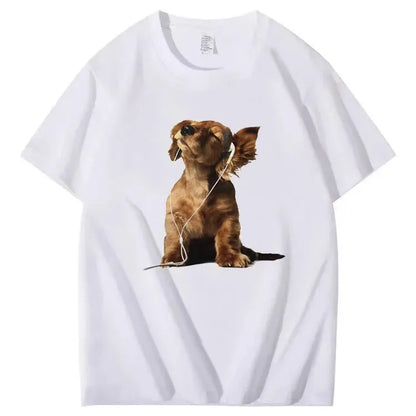 Heartwarming Puppy Music Graphic T-Shirt - Bring Good Vibes