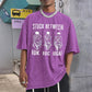 Stuck Between IDK IDC And IDGAF Skeleton Squatting On The Toilet Pattern Crew Neck T-Shirt