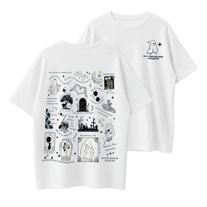 Trendy Dark Halloween Collage Graphic T-Shirt