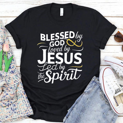 Blessed God Love By Jesus Led By The Spirit  Pattern Round-Neck T-Shirt
