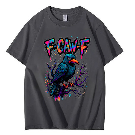 F-Caw-F Raven, gag gift, funny sarcasm shirt, Thrifty Creators, Graffiti design