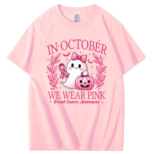 In October We Wear Pink Pattern100% Cotton T-Shirt