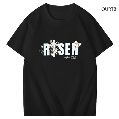 He Is Risen Faith Art Pattern Print T-Shirt