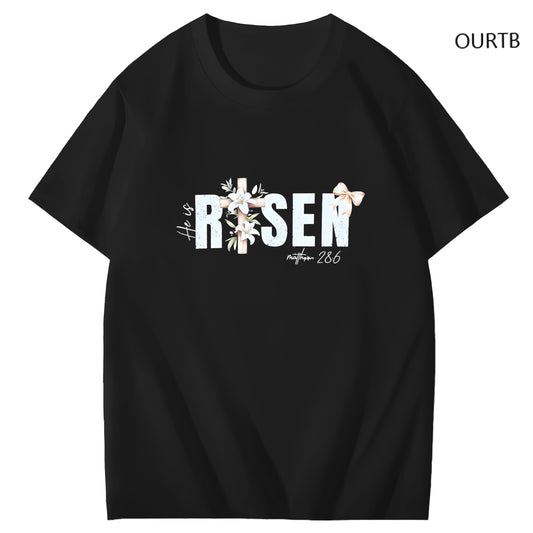 He Is Risen Faith Art Pattern Print T-Shirt