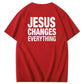 Jesus Changes Everything Pattern Print Crew Neck T-Shirt