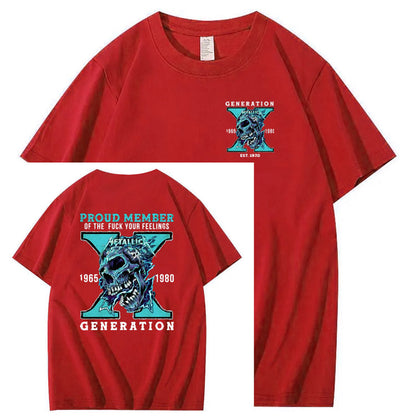 Gen X Skull Pattern 100%Cotton T-Shirt