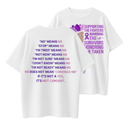 100% Cotton Consent Awareness 'No Means No' Statement Graphic T-Shirt