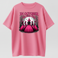 Women's Gothic Witch T-Shirt - Pink & Black Suitable for Halloween Costumes with Witches' Hats & Bats Print, Crew Neck Casual Tee for October Parties, Themed Outfits, Machine Washable Witch Design