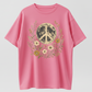 Boho Floral Peace Moon Shirt, Retro Vintage Style