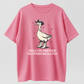 Dark Gray Vintage Washed Funny Cowboy Duck Pattern Print Shirt with Slogan "Dude, I'M a Little Over Excited" Western Style Casual Top