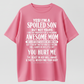 Spoiled Son Graphic Tee, Awesome Mom Funny Quote Shirt, Mother Son Gift Black Cotton Blend T-Shirt