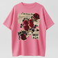 Vintage Gothic Red Rose Newspaper Collage Graphic T-Shirt – Unisex Retro Streetwear Tee