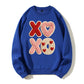 XO Hugs and Kisses Crochet Style Valentine's Day Cute Graphic Sweatshirt