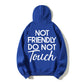 Not Friendly Do Not Touch Print, Men'S Casual Streetwear Hoodies, Comfy And Loose Hooded Pullover Top, Casual Streetwear, Fall Outfits