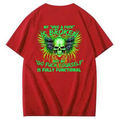 My Give A Fuck  Is Broken Pattern Print 100%Cotton T-Shirt