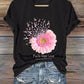 Women's Casual Vintage Breast Cancer Awareness T-Shirt