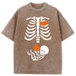 Skeleton Halloween Maternity Pregnancy Announcement Fall Mom Washed Cotton T-Shirt