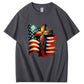 American Flag And Cross Pattern Print 100%Cotton T-Shirt