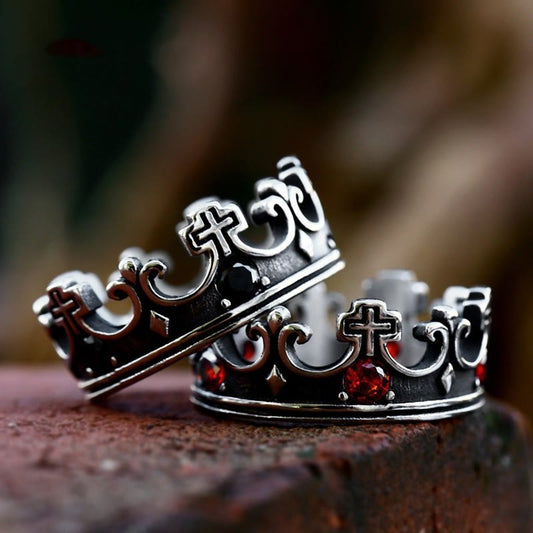 Coutureaura Gothic Crown Pattern Cross Abstract Ring