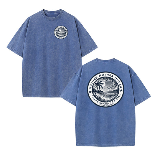 Vintage Washed Cotton "Mother Mother Ocean" Jimmy Buffett Ocean Graphic T-Shirt
