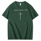 Jesus Loves You Pattern Print Crew Neck T-Shirt