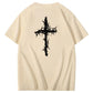 Nails Cross Pattern Print Crew Neck T-Shirt