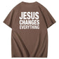 Jesus Changes Everything Pattern Print Crew Neck T-Shirt