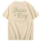Jesus Is King Pattern  Print Cotton T-Shirt