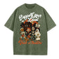 Support Your Local Trick or Treaters Pattern Washed Distressed Crew Neck 100% Cototon T-Shirt